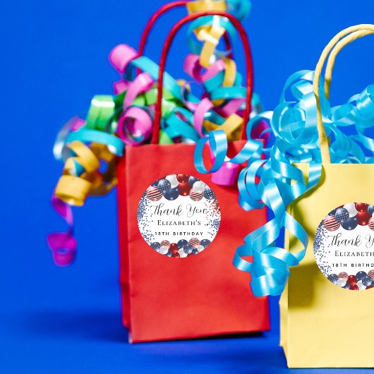 Sticker Rond Anniversaire patriotique rouge blanc drapeau bleu