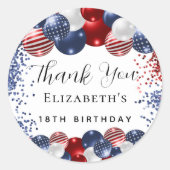 Sticker Rond Anniversaire patriotique rouge blanc drapeau bleu (Devant)