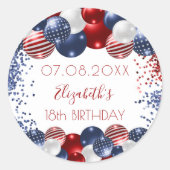 Sticker Rond Anniversaire patriotique USA rouge blanc bleu (Devant)