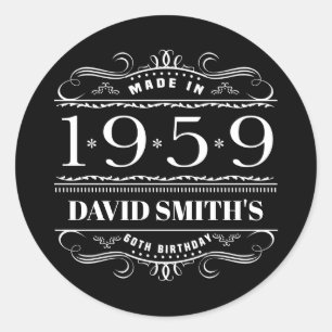 Sticker Rond Anniversaire Personnalisé 1959 Pour Hommes
