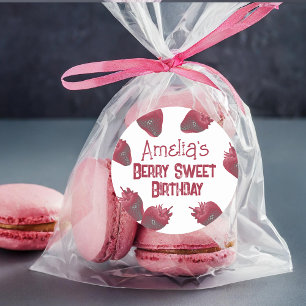 Sticker Rond Anniversaire personnalisé de fraises