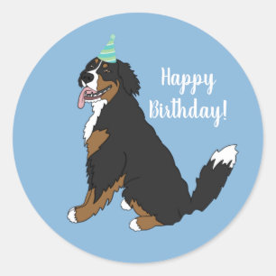 Sticker Rond Anniversaire personnalisé du chien de montagne be