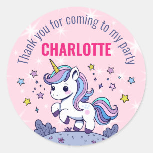 Sticker Rond Anniversaire Personnalisé Magique Unicorn Merci