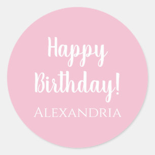 Sticker Rond Anniversaire personnalisé Pastel Rose Joyeux anniv