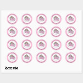 Sticker Rond Anniversaire personnalisé rose (Feuille)