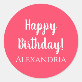 Sticker Rond Anniversaire Personnalisé rose heureux anniversair