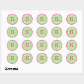 Sticker Rond Anniversaire Pink ⎮ Blanc Vert (Feuille)