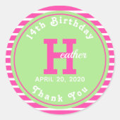 Sticker Rond Anniversaire Pink ⎮ Blanc Vert (Devant)
