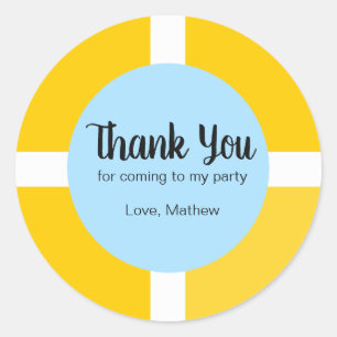 Sticker Rond Anniversaire Piscine Fête Favoriser Lifebuoy Merci