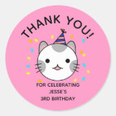 Sticker Rond Anniversaire Polka Dot Cat Merci (Devant)