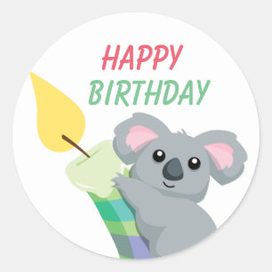 Sticker Rond Anniversaire potelé mignon d'illustration de koal