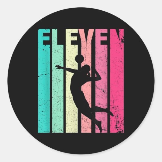 Sticker Rond Anniversaire Retro Volleyball Amateurs Années Bir (Devant)