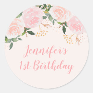 Sticker Rond Anniversaire rose