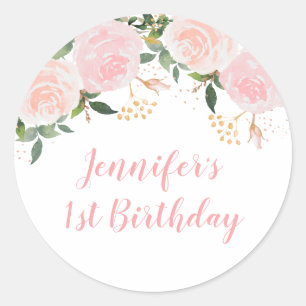 Sticker Rond Anniversaire rose