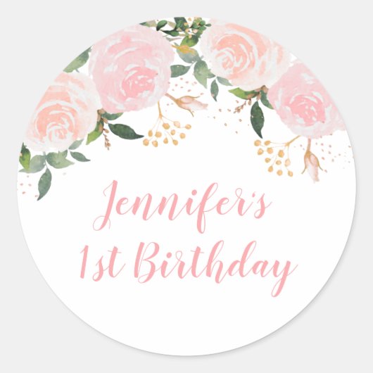 Sticker Rond Anniversaire rose (Devant)