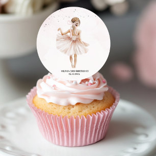 Sticker Rond Anniversaire rose Ballerina élégant