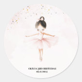 Sticker Rond Anniversaire rose Ballerina élégant (Devant)