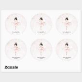 Sticker Rond Anniversaire rose Ballerina élégant (Feuille)