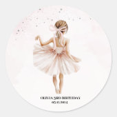 Sticker Rond Anniversaire rose Ballerina élégant (Devant)