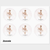 Sticker Rond Anniversaire rose Ballerina élégant (Feuille)
