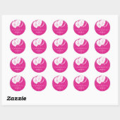Sticker Rond Anniversaire rose ballons blanc fille (Feuille)