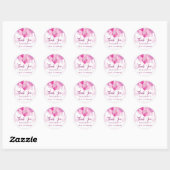 Sticker Rond Anniversaire rose ballons blanc fille merci (Feuille)