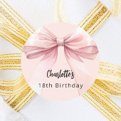 Sticker Rond Anniversaire rose bow