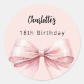 Sticker Rond Anniversaire rose bow (Devant)
