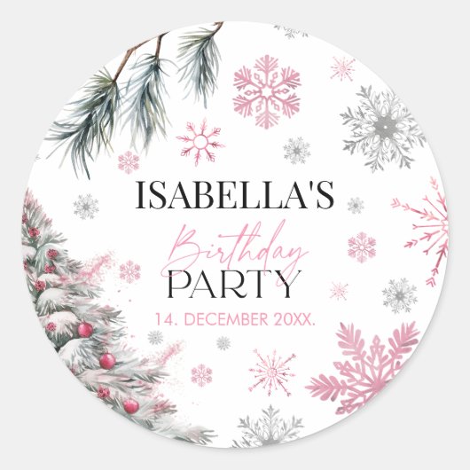 Sticker Rond Anniversaire Rose d'hiver (Devant)