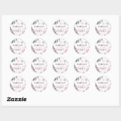 Sticker Rond Anniversaire rose d'hiver (Feuille)