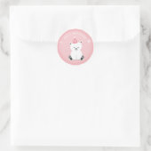 Sticker Rond Anniversaire rose d'Onederland d'hiver d'ours (Sac)