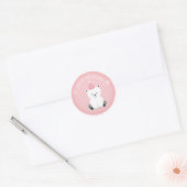 Sticker Rond Anniversaire rose d'Onederland d'hiver d'ours (Enveloppe)
