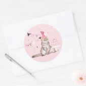 Sticker Rond Anniversaire rose fête des chats (Enveloppe)