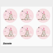 Sticker Rond Anniversaire rose fête des chats (Feuille)