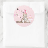 Sticker Rond Anniversaire rose fête des chats (Sac)