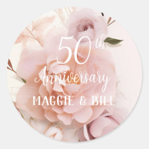 Sticker Rond Anniversaire rose floral mariage