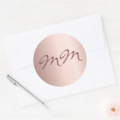 Sticker Rond Anniversaire rose or blush monogramme initiales (Enveloppe)