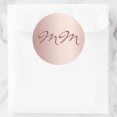 Sticker Rond Anniversaire rose or blush monogramme initiales (Sac)