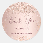 Sticker Rond Anniversaire rose or merci (Devant)