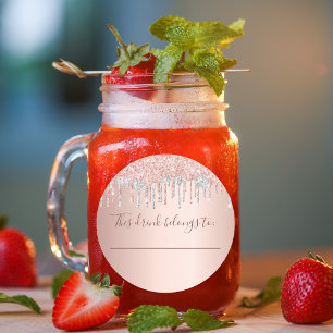 Sticker Rond Anniversaire rose or parties scintillant argent bo