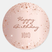 Sticker Rond Anniversaire rose or parties scintillant poussière (Devant)