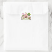 Sticker Rond Anniversaire rose personnalisé (Sac)