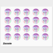 Sticker Rond Anniversaire rose violet parties scintillant goutt (Feuille)