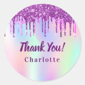 Sticker Rond Anniversaire rose violet parties scintillant goutt (Devant)