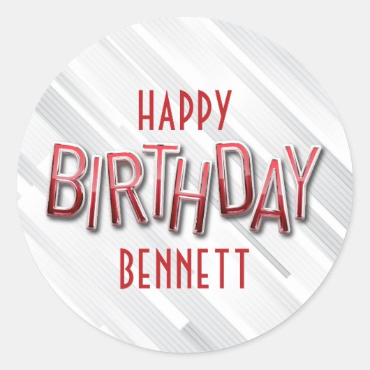 Sticker Rond Anniversaire rouge adulte moderne (Devant)