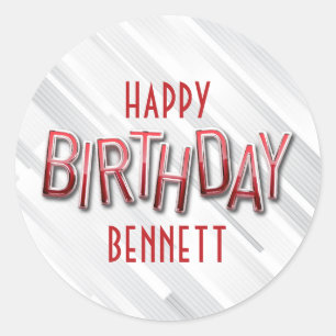 Sticker Rond Anniversaire rouge adulte moderne