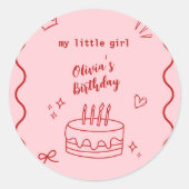 Sticker Rond Anniversaire rouge et rose (Devant)