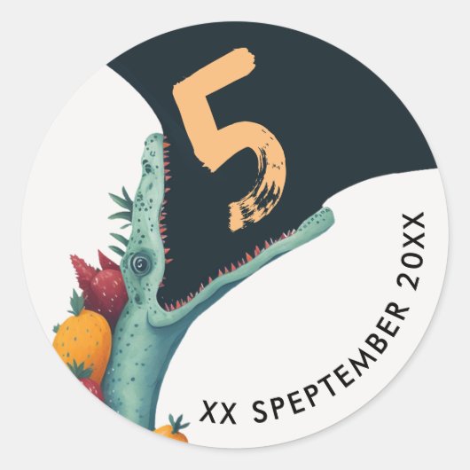Sticker Rond Anniversaire sauvage tropicale de l'Aligator de cr (Devant)