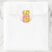 Sticker Rond Anniversaire seize ans | Parties scintillant rose  (Sac)