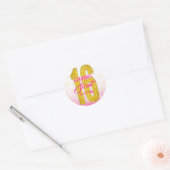 Sticker Rond Anniversaire seize ans | Parties scintillant rose  (Enveloppe)